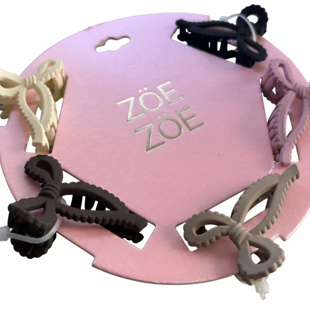 Zoe Zoe Neutral Matte Bow Claw Clips Set Hair Accessories (5 Pieces) NEW
